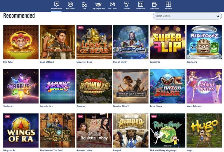 Игры на странице рекомендаций