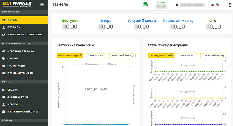 Интерфейс Личного кабинета