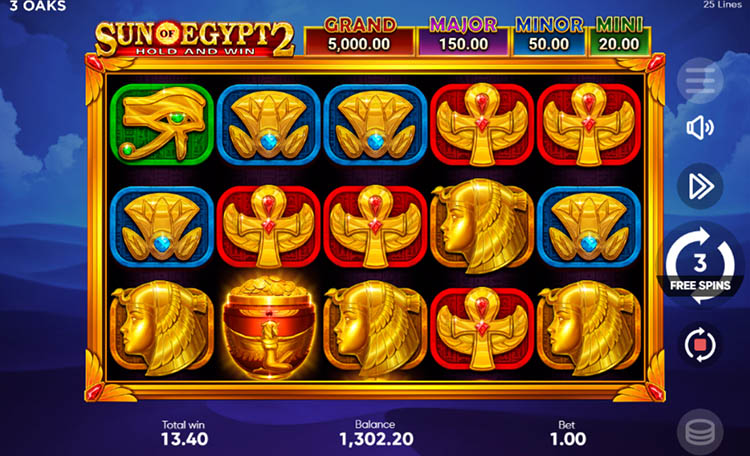 Фриспины в Sun of Egypt 2