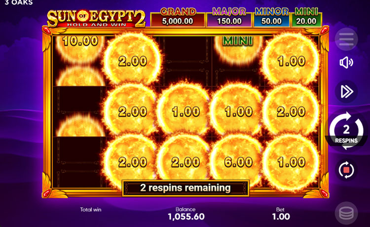 Функция Hold and Win в Sun of Egypt 2