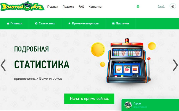 Интерфейс сайта партнерки 