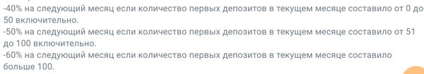 Размеры комиссий по RevShare